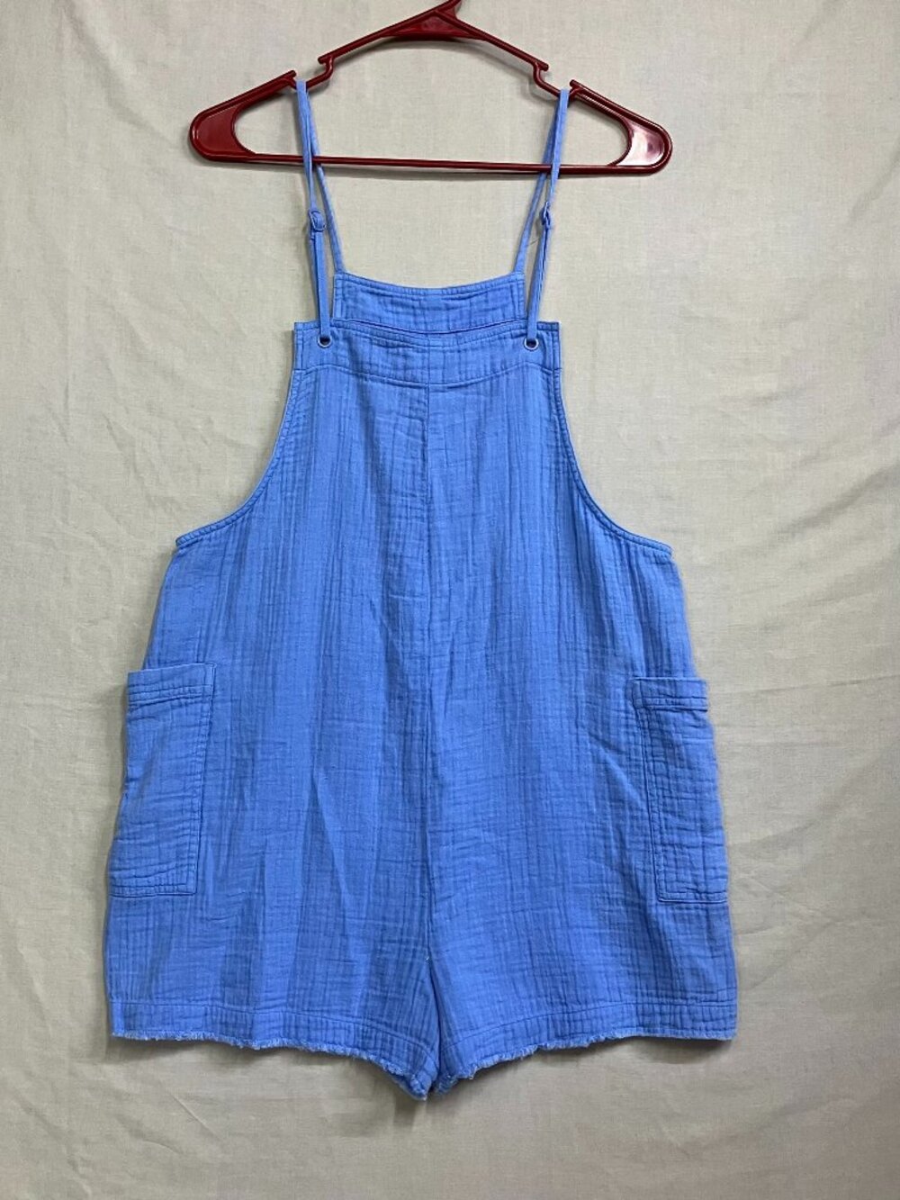 SO Romper/Jumper Women's Size Small Blue Cotton Overall Shorts Adjustable Straps